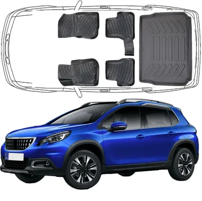 Produktbild von 3D Auto Fußmatten & Kofferraumwanne Set Kompatibel mit Peugeot 2008 1.Gen 2013-2019