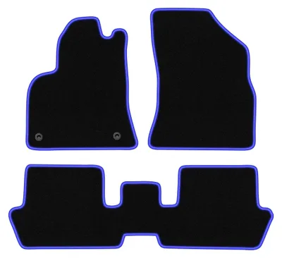 Image de Tapis de sol en moquette pour Peugeot 3008 I 2009-2016 (monospace) – jeu 4 pièces, noir/bleu, sur mesure – Wielganizator CARLUX