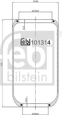 Produktbild von FEBI BILSTEIN Luftfederbalg 101314 ungelenkte Vorlaufachse für VOLVO FH 12 338mm 180mm 131mm