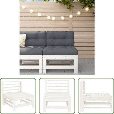 Produktbild von The Living Store Garten-Mittelsofa Weiß Massivholz Kiefer