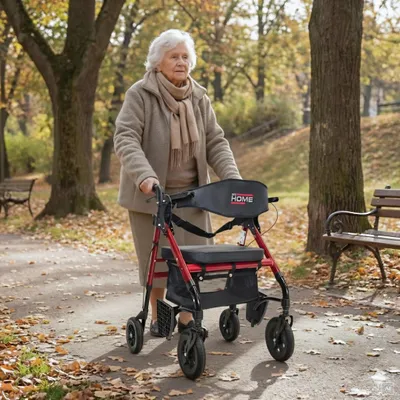 Produktbild von abc HOME | Outdoor Rollator Transportstuhl bis 135kg | XXL Räder 9,5" | Sitz, Fußstützen, klappbar