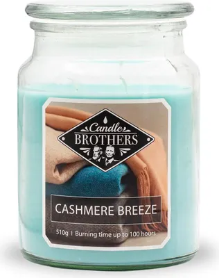 Produktbild von Cashmere Breeze Duftkerze Candle Brothers, Kerze im Glas, 2 Dochte, 510g, 100h Brenndauer, Raumduftkerze