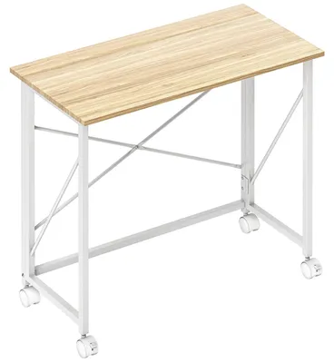 Obrázek produktu pro Skládací psací stolek na kolečkách | Barva: přírodní dřevo | Rozměry: 80 x 40 x 75 cm