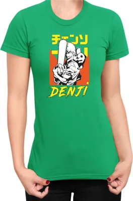 Produktbild von Damen T-Shirt Manga Japan Anime Comics Animation Chainsaw Anime manga Man 05, Lady XL / Grün