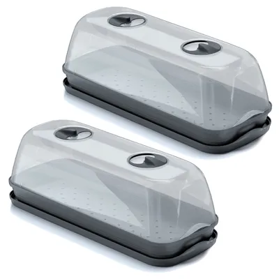 Obrázek produktu pro Sada 2 mini skleníkových květináčů antracit antracit 51,5x18,5 cm květináč s víkem vyvýšený záhon květináč pěstování zeleniny zahradnictví sazenice čerstvé městské zahrady zahrada