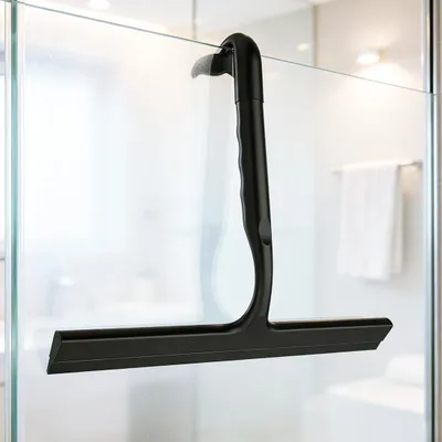 Obrázok produktu pre Stierka do sprchy 25 cm, čierna, s držiakom, do kúpeľne