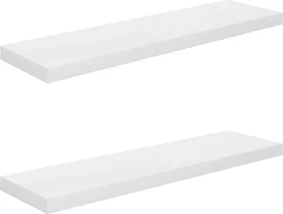 Zdjęcie produktu dla Półki ścienne, 2 szt, wysoki połysk, białe, 90x23,5x3,8 cm, MDF