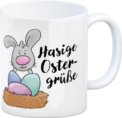 Produktbild von Hasige Ostergrüße Kaffeebecher mit niedlichem Osterhasen