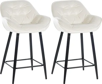 Produktbild von CLP 2er Set Barhocker Gibson Tresenstuhl gepolstert mit Fußstütze creme Material Samt