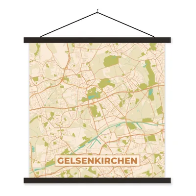 Produktbild von MuchoWow® Textilposter Stadtplan - Gelsenkirchen - Stadtplan - Vintage 40x40 cm mit schwarzem Rahmen - Fotos