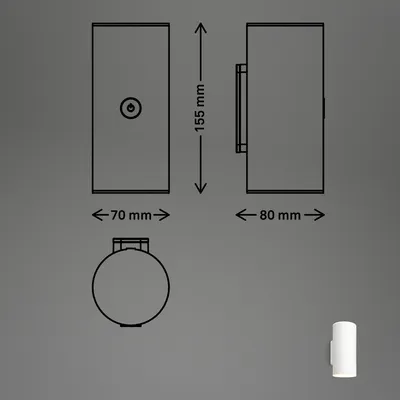 Zdjęcie produktu dla Kinkiet zewnętrzny LED Briloner Lima, akumulator, 3-stopniowy ściemniacz dotykowy, wyłącznik czasowy, biały, wymiary: 15,5 x 7 x 8 cm