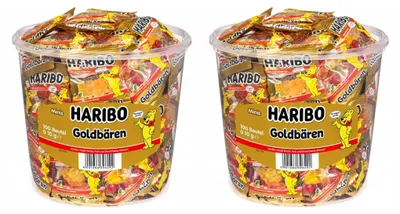 Produktbild von HARIBO Goldbären Minibeutel Fruchtgummi 100 St. minis in Dose 980g 2 er Pack