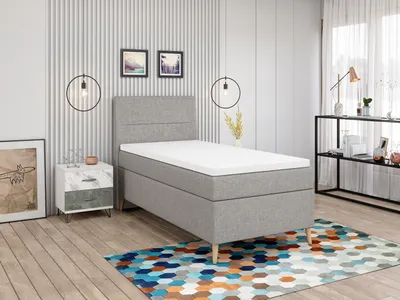 Produktbild von FEDVE Boxspringbett Einzelbett LIAM mit Bettkästen Jugendbett mit Bonell-Matratze und Topper 100x200cm Rechts