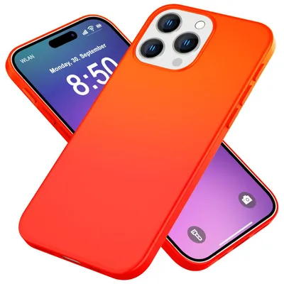 Produktbild von NALIA Neon Silikonhülle für iPhone 16 Pro – Soft-Touch & Signal-Neon – NEONSHOCK (Matte Schutzhülle) – Marke aus Berlin – Orange