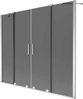 Produktbild von Mexen Velar Duo Badewannenabtrennung, 2-flügelig, verschiebbar, 180 x 150 cm, Graphit, Chrom - 896-180-000-42-01