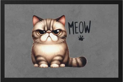 Produktbild von Meow Katze Grumpy Fußmatte Lustig Geschenkidee für Katzenliebhaber