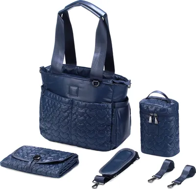 Produktbild von Brisby Florence Strapazierfähige Wickeltasche – Schultertasche – Wickeltasche – inkl. Kühltasche, Wickelunterlage und Kinderwagenhaken – Nylon – Blau