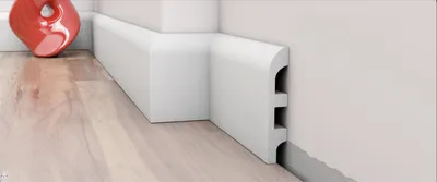 Produktbild von DEKORATIVES Sockelleiste - Fußleiste - Bodenleiste - DP7- weiß - 2 Meter - hartes Material