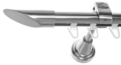 Produktbild von Innenlauf Edelstahl Look Gardinenstange 20mm Wandträger 1-läufig Schräge, Länge wählbar H50 E32 I