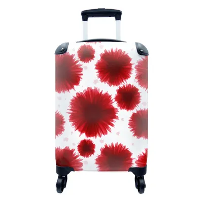 Produktbild von MuchoWow® Koffer Handgepäck Trolley Rollkoffer Kleine Reisekoffer mit 4 Rollen - Aquarellfarbe - Rot - Blumen - Cabin Size < 55x40x23 cm & 55x40x20 cm - Fotokoffer - Kabinenkoffer - Boardgepäck - Reise-Box - Reisekoffer - Reisegepäck - Koffer mit Bild - Trolley für Kinder