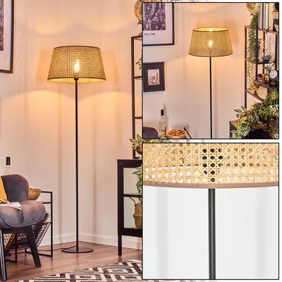 Produktbild von Varoni Stehlampe aus Metall/Rattan in Schwarz/Naturfarben/Beige