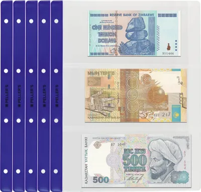 Produktbild von Banknotenhüllen - Briefehüllen für Sammelalbum PELLER'S XL, 3 Fächer 219mm x 100mm auf jeder Sammelhüllen. 10er pack.