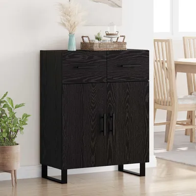 Image de vidaXL Sideboard noir imitation chêne 69,5 x 34 x 90 cm Bois composite