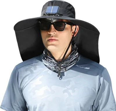 Produktbild von Solar Fan Sonnenhut mit breiter Krempe, USB-Aufladung, Solarstrom-Lüfterkappe, Sonnenschutz-Kühlhut für Outdoor-Aktivitäten