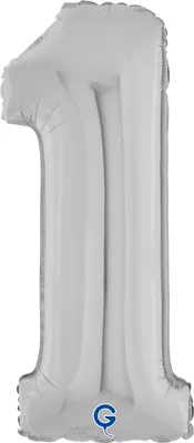 Image de Ballon en aluminium géant 26"/66 cm | Chiffre argenté : 1