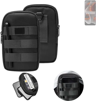 Produktbild von K-S-Trade Holster Gürtel Tasche kompatibel mit Motorola Edge 50 Pro Handy Tasche Schutz Hülle dunkel-grau viele Fächer, 1x