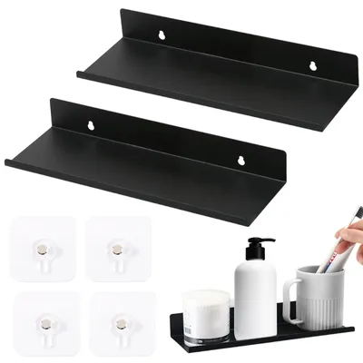 Produktbild von Omgoods – Set aus 2 kleinen Wandregalen mit selbstklebender Befestigung