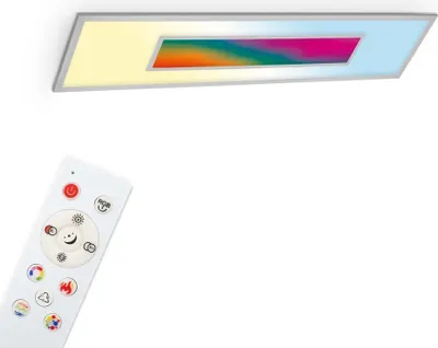 Produktbild von Telefunken - LED Panel RGB, LED Deckenleuchte CCT, Deckenlampe RGB Centerlight, Regenbogeneffekt, Fernbedienung, Dimmbar, Silberfarbig, 1195x295x65mm
