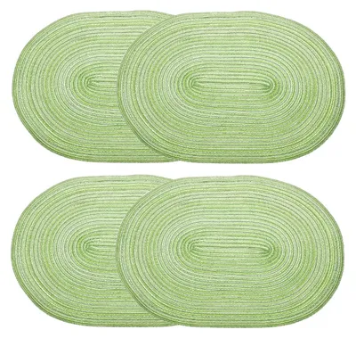 Productafbeelding van Set van 4 ovale, gevlochten placemats in groen