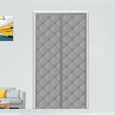 Produktbild von Famanu Türvorhang - Hitzeschutz - ohne Bohren - mit Ösen - weiß - 200 x 150 cm (H x B) - Stange 45 - 130 cm