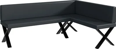 Produktbild von MEBLINI Eckbank für Esszimmer - Küchenbank - Essecke - Sitzecke Küche - TONI - X-Beine 142x196x87cm Rechts - Dunkelgrau Kunstleder