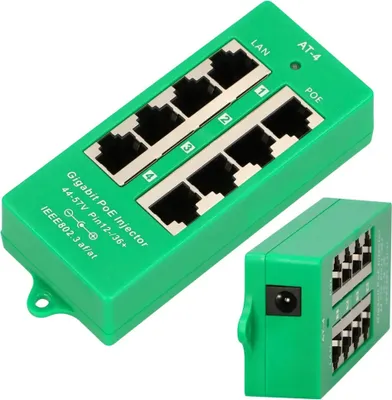 Produktbild von Extralink 4 porty Gigabit PoE injector Active, 4 porty Gigabit 802.3at/af, tryb A