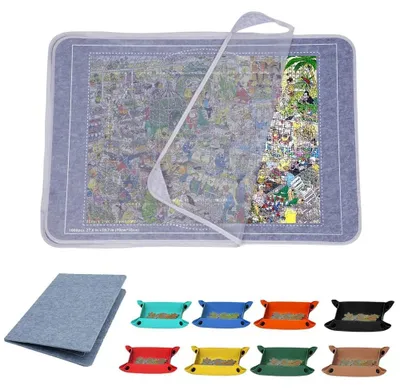 Immagine prodotto di Omgoods - Tappetino pieghevole per puzzle da 1000 pezzi con coperchio trasparente