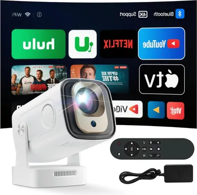 Productafbeelding van Draagbare Beamer - Mini Videoprojector - Thuisbioscoop Creëren - Wifi 6 Android 11 - 1080p Resolutie - Wit