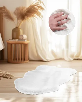 Produktbild von Qiyano Teppich für Wohnzimmer Hochflor super weich Fellimitat kuschelig weiß, 60 x 90 cm Sheepskin