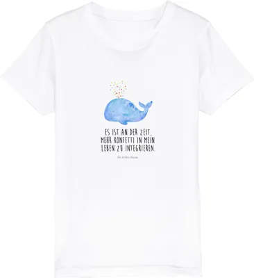 Produktbild von Mr. & Mrs. Panda Kleinkinder T-Shirt Wal Konfetti 12-14 Jahre (152/164) - Weiß - Geschenk, Kindershirt, Trennung, Jungen, Neustart, Geburtstag, Mädchen, Abnehmen, Meer