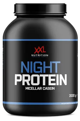 Produktbild von Casein Protein Pulver Nachtprotein | XXL Nutrition Night Protein Vanille 2000 g | Micellar Casein Eiweißpulver Shake für Muskelerhalt über Nacht
