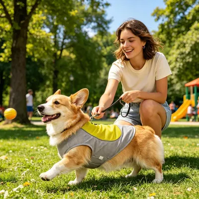Produktbild von Kühljacke für Hunde – Weste mit Eisbeuteltaschen, atmungsaktive Tierbekleidung