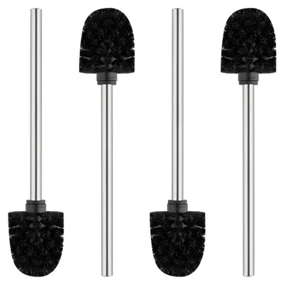 Produktbild von Ibergrif 4 Ersatz WC Bürste Toilettenbürste mit Edelstahlgriff, Schwarz