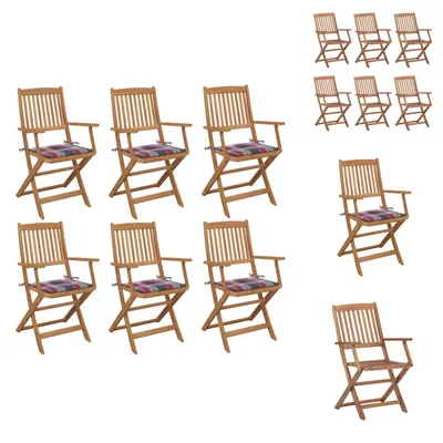 Produktbild von vidaXL Klappbare Gartenstühle 6 Stk. mit Kissen Massivholz Akazie -  Gartenstühle