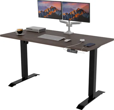 Image de POKAR Bureau réglable en hauteur Réglable en hauteur électriquement Table de bureau avec plateau, Taille:120x60, Couleur:Chêne Davos