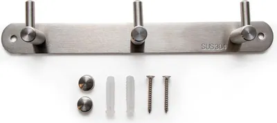 Produktbild von Intirilife Edelstahl Garderobenleiste Modell B - 3 Haken - Kleiderhaken Garderobe Hakenleiste in 5 verschiedenen Designs