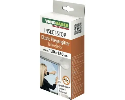 Produktbild von Windhager Fliegengitter Elastic 130x150cm weiß Insektenschutz Klettband Fenster