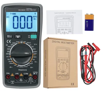 Produktbild von KM-DM02S Intelligentes digitales Multimeter mit automatischer Bereichswahl, 2000 Counts, NCV-Universalmessgerät, Handmultifunktionstester, Voltmeter, Amperemeter mit Hintergrundbeleuchtung, AC/DC-Spannungs- und Strommessung, Widerstandsmessung, Kapazitätsmessung, Frequenzmessung, Tastverhältnismessung, Durchgangs- und Diodenprüfung, hFE, A