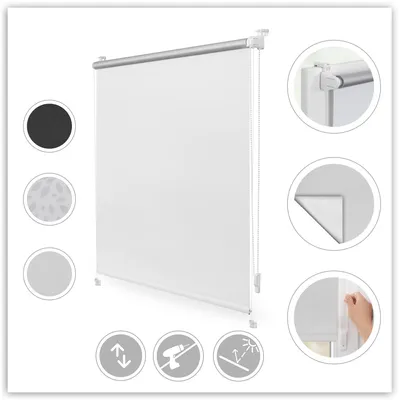 Produktbild von Lichtblick Verdunkelungsrollo Thermo-Rollo Klemmfix ohne Bohren mit Seitenverspannung Sichtschutz Hitzeschutzrollo Weiß, 150 cm, 100 cm x 150 cm (B x L)