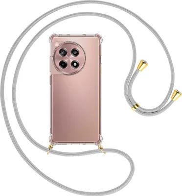 Produktbild von Handykette Backcover-Schutzhülle mit Band (Metall goldfarben) für OnePlus 12R / Ace 3 (6.78'') - silbergrau